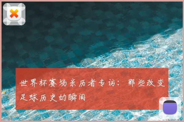 世界杯赛场亲历者专访：那些改变足球历史的瞬间